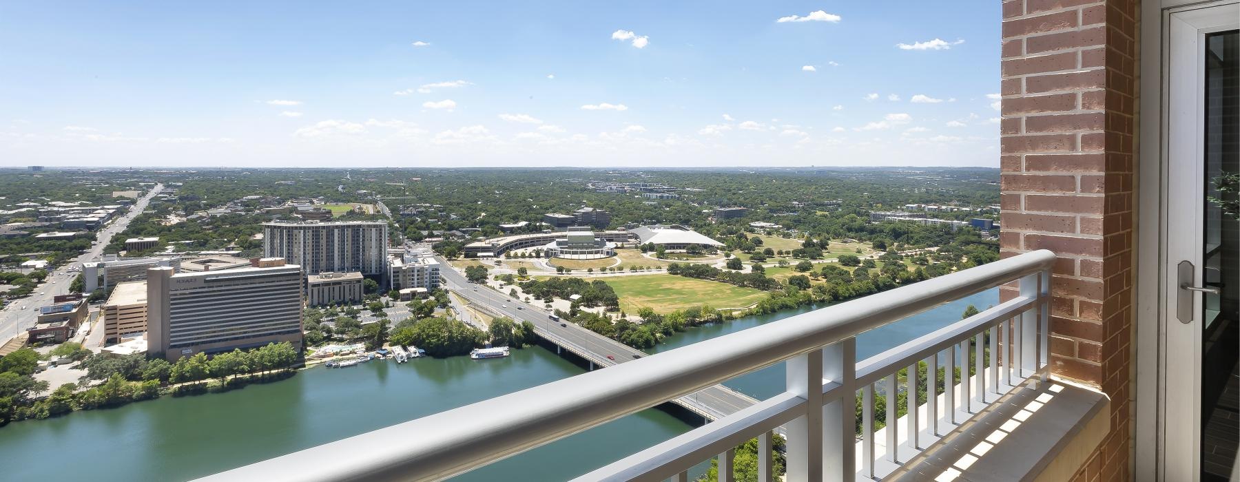 a view of a city from a balcony