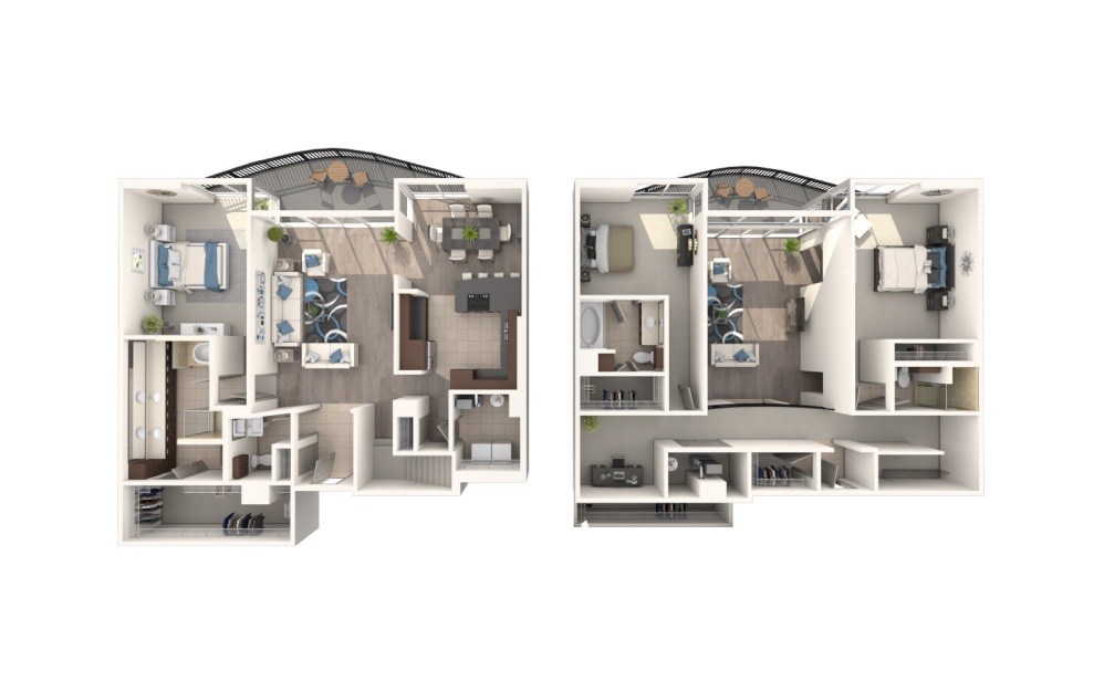 PC3.5BD - 3 bedroom floorplan layout with 3.5 baths and 3108 square feet.